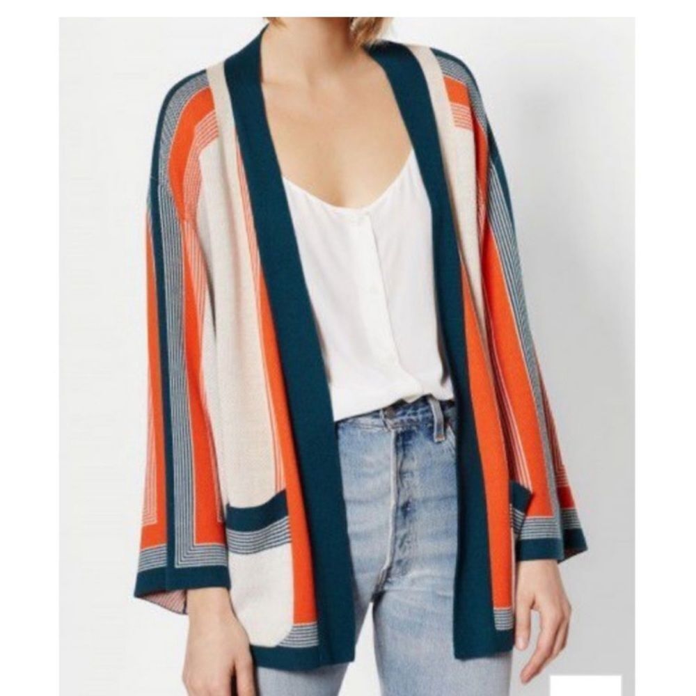 Equipment Anders Kimono Sunfire Scarf Stripe in Multi Color XS